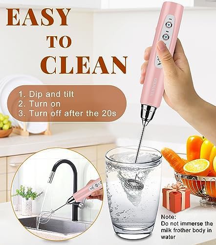 Pink detachable electric milk frother wand — photo 3