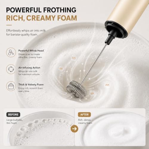 Beige rechargeable handheld drink mixer — photo 5