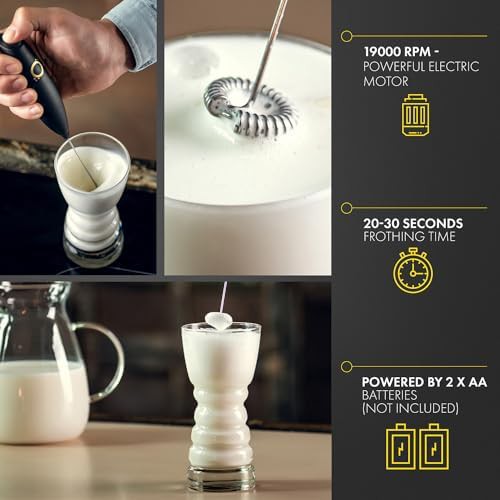 Matte black handheld milk frother with stand — photo 4