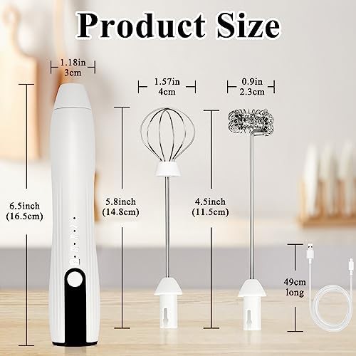 White double whisk handheld milk frother — photo 3