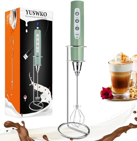 Granite rechargeable milk frother with holder