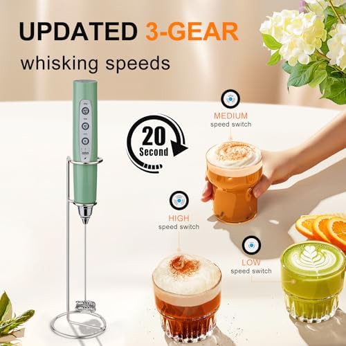 Granite rechargeable milk frother with holder — photo 3