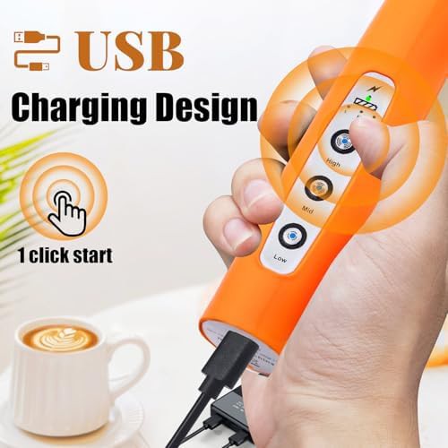 Orange rechargeable electric milk frother wand — photo 4