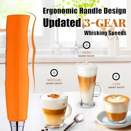 Orange rechargeable electric milk frother wand — photo 5