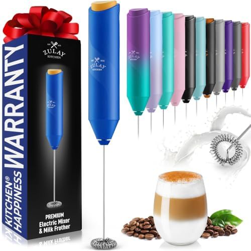 Blue and gold stainless steel frother wand