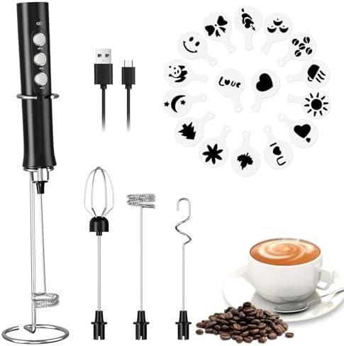 Rechargeable Triple Whisk Frother with Storage Stand
