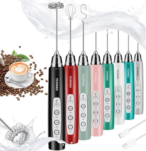 Mini USB rechargeable milk frother with stand