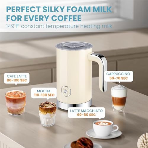 Beige electric four in one milk frother and steamer — photo 4