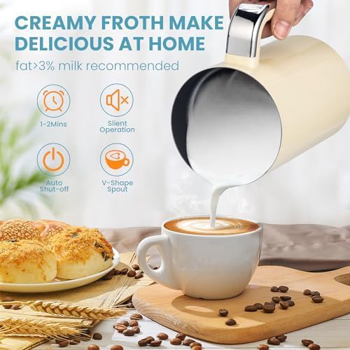 Beige electric four in one milk frother and steamer — photo 5