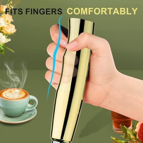 Champagne gold milk frother with convenient holder — photo 5
