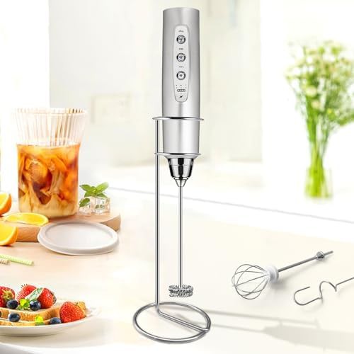 Frother wand with stand and speeds