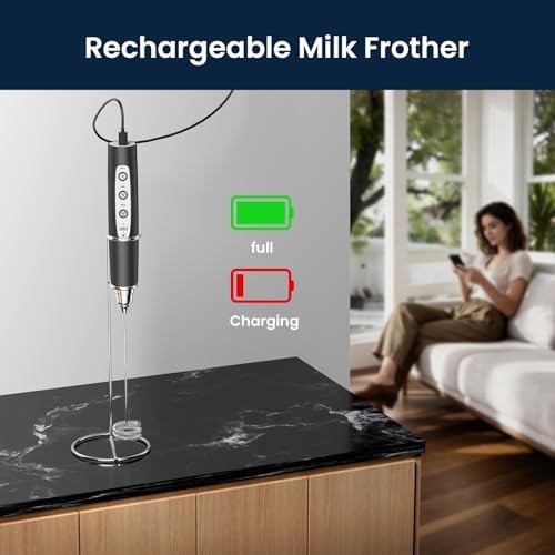 Handheld milk frother with storage stand — photo 3