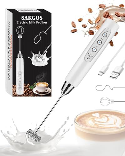Rechargeable electric drink frother wand