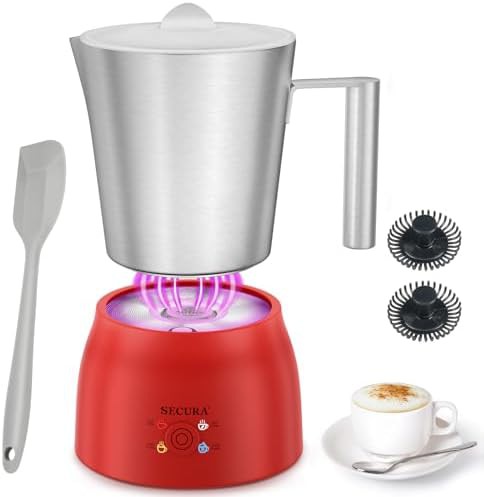 Red detachable stainless steel milk steamer