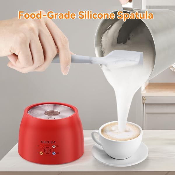 Red detachable stainless steel milk steamer — photo 4