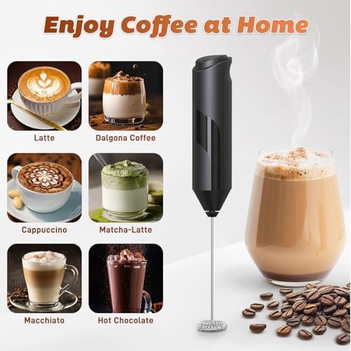 Black battery wand milk frother for coffee — photo 5