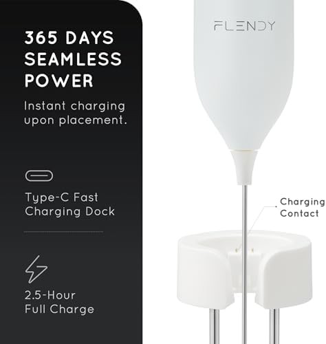 Rechargeable handheld milk frother with stand — photo 5
