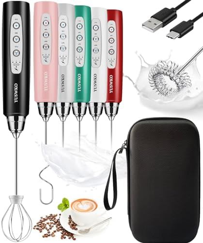 Black travel rechargeable frother with stand