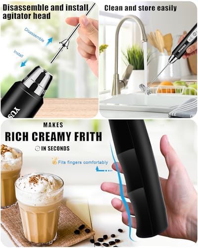 Black travel rechargeable frother with stand — photo 5
