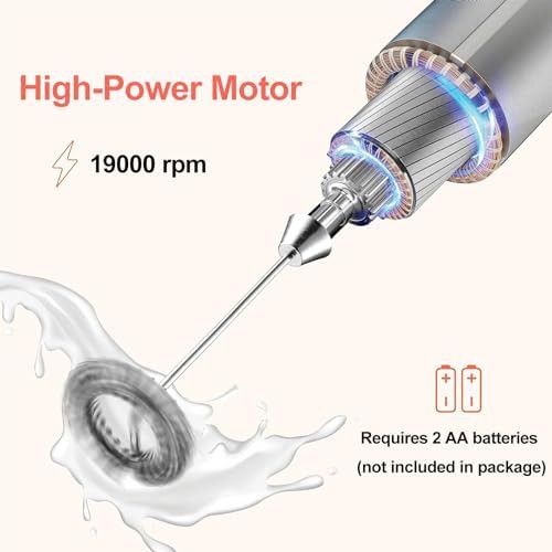 Battery operated handheld milk frother with stand — photo 3