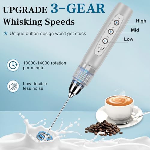 Adjustable rechargeable latte milk frother wand — photo 3