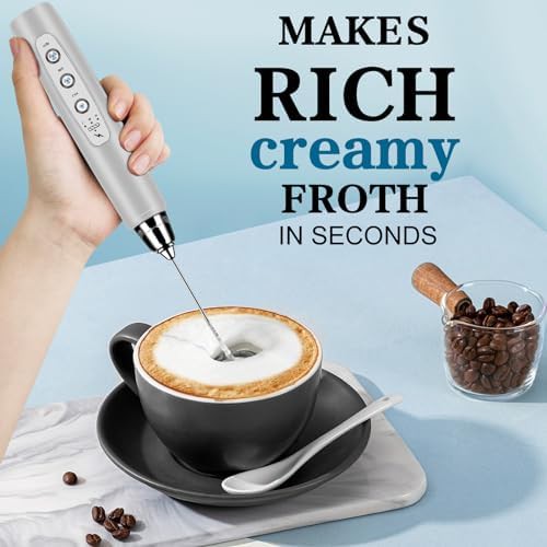 Adjustable rechargeable latte milk frother wand — photo 5