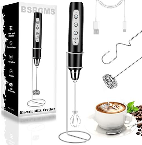 Multi head rechargeable latte milk frother