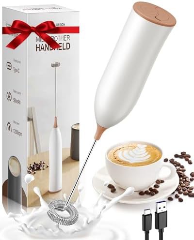 Brown USB-C handheld milk frother