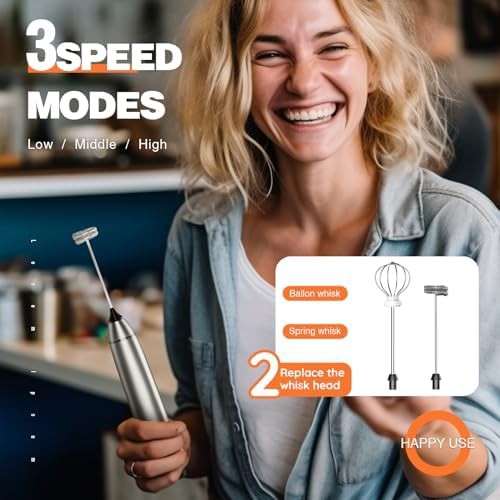Gray rechargeable handheld milk frother — photo 3