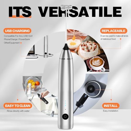 Gray rechargeable handheld milk frother — photo 5