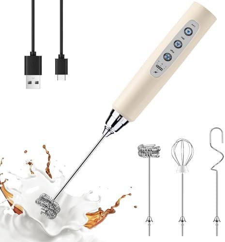 Beige stainless steel three speed frother