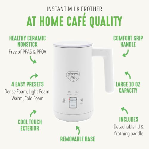 Greenlife white ceramic electric milk frother — photo 3
