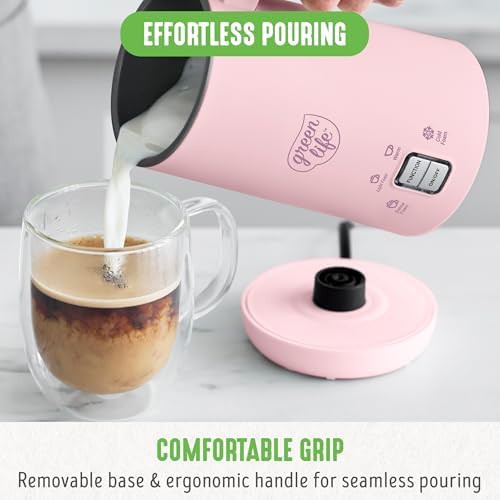 Greenlife pink ceramic electric milk frother — photo 4