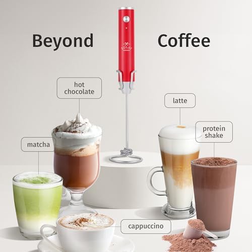 Red rechargeable double whisk milk mixer — photo 3