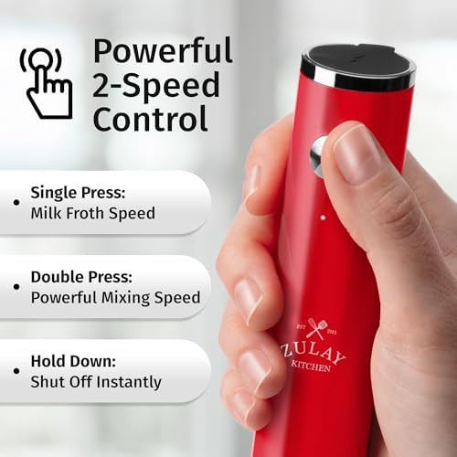 Red rechargeable double whisk milk mixer — photo 4