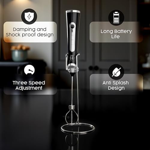 Black dual head electric coffee frother — photo 4