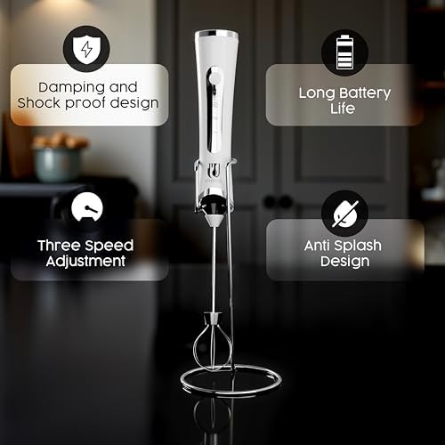 White dual head electric coffee frother — photo 4