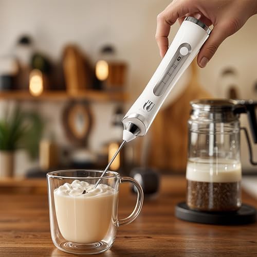 White dual head electric coffee frother — photo 5