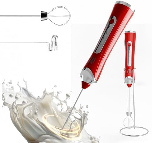 Red dual head electric coffee frother
