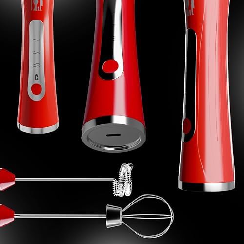 Red dual head electric coffee frother — photo 3