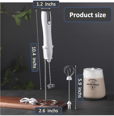 White handheld rechargeable electric milk frother — photo 3