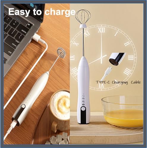 White handheld rechargeable electric milk frother — photo 4