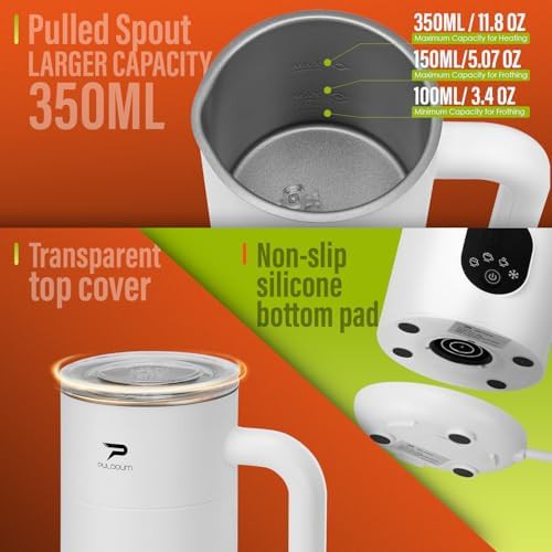Large White Automatic Milk Steamer 350ml — photo 3