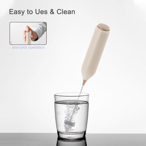 Rechargeable Beige Handheld Frother with Stand — photo 5