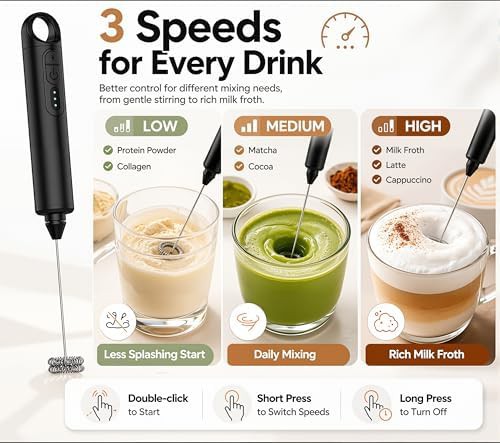 Black three speed rechargeable handheld mixer — photo 3