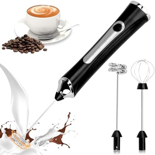Black rechargeable handheld milk frother wand