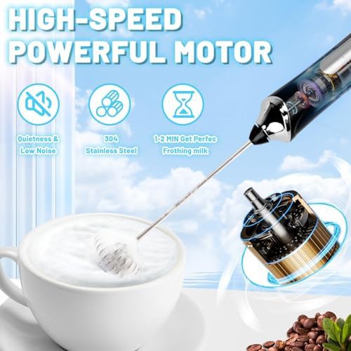 Black rechargeable handheld milk frother wand — photo 3