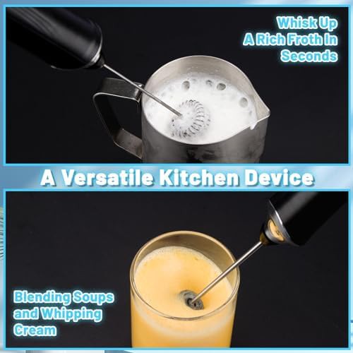 Black rechargeable handheld milk frother wand — photo 5