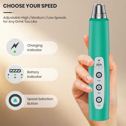 Green detachable handheld milk frother — photo 5