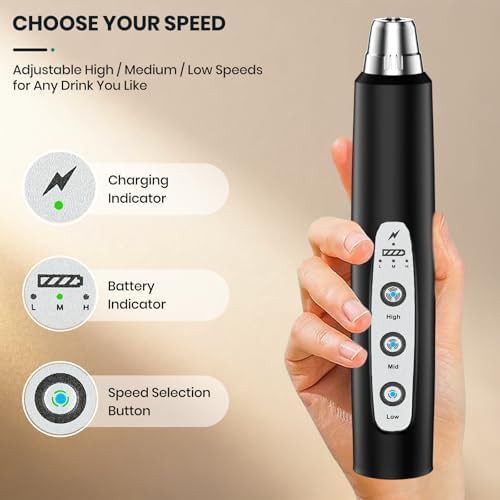 Black wireless handheld milk frother — photo 5
